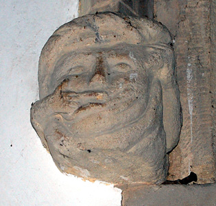 Head on the north side of the chancel arch January 2011